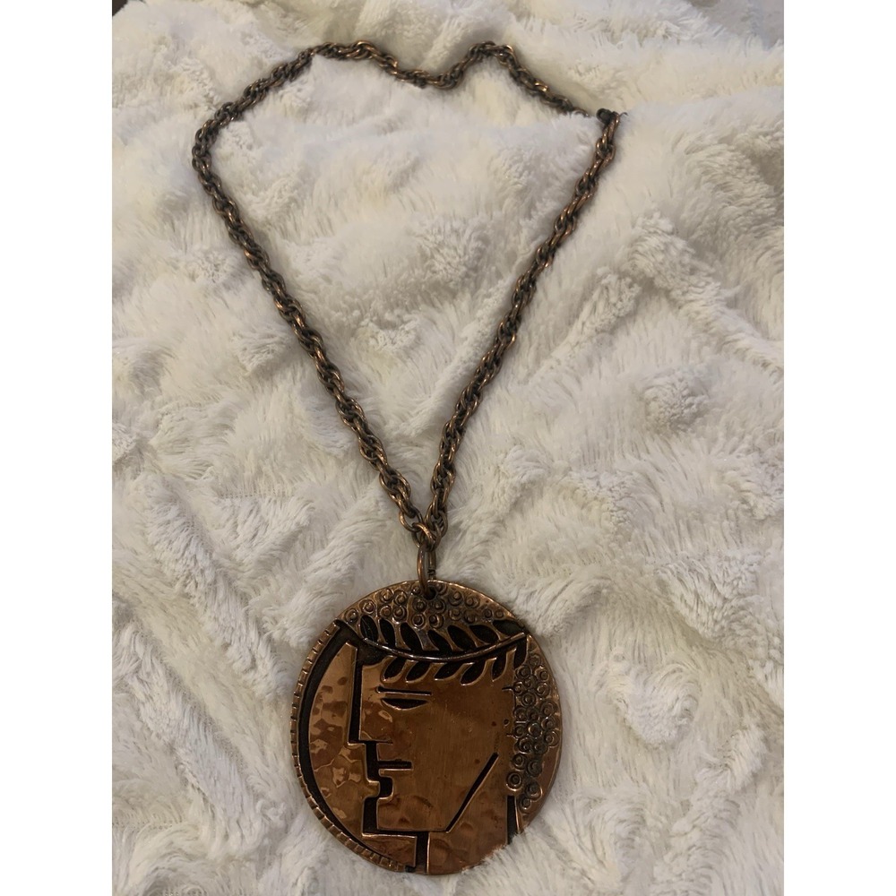 Vintage Francisco Rebajes‎ Copper MCM Grecian God Necklace